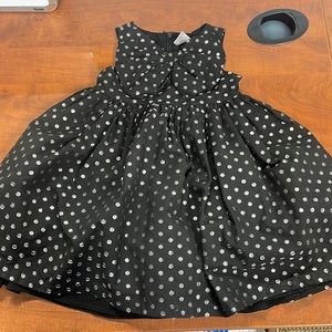 Black formal dress with silver polka dots